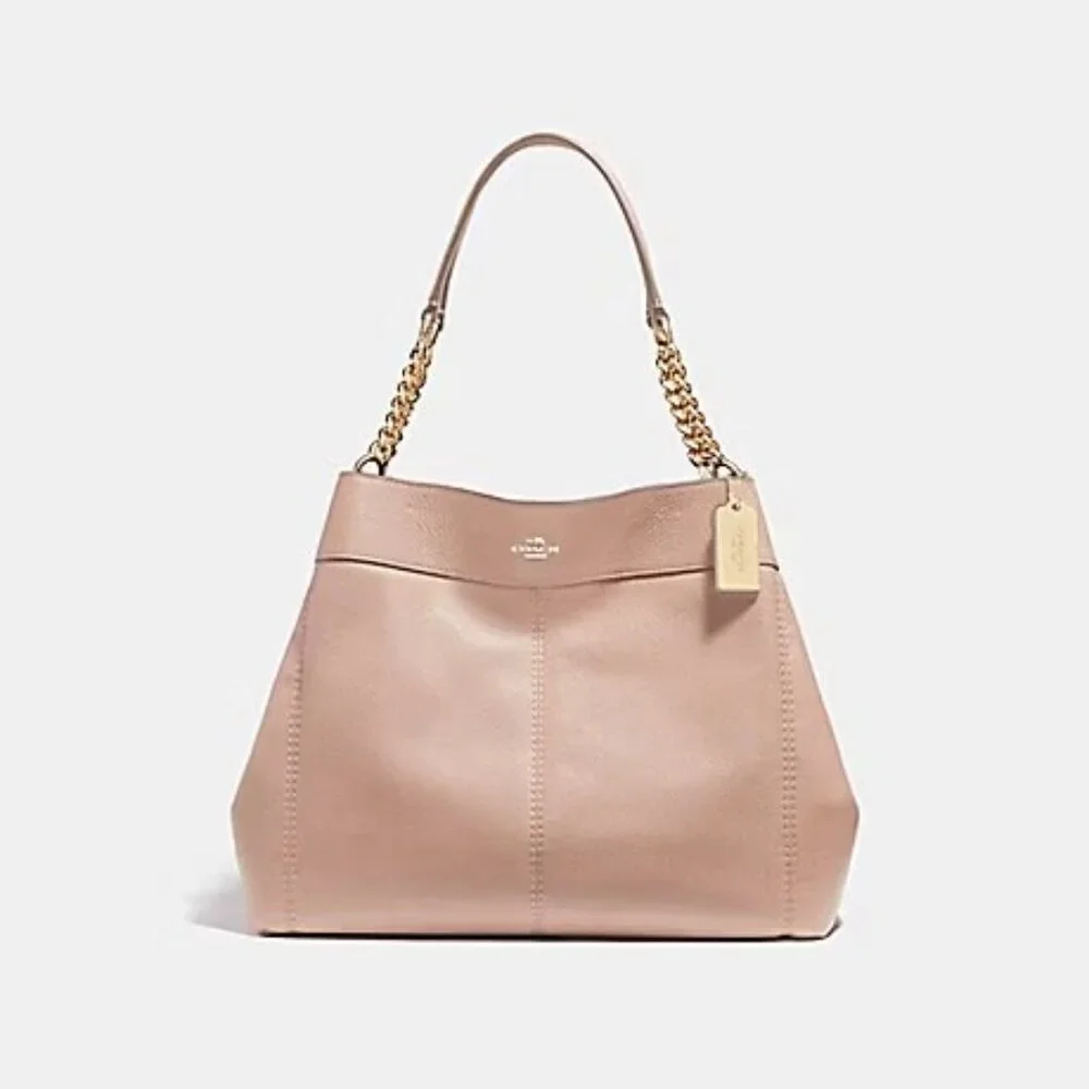 Coach Edie Light Tan Leather Shoulder Bag Purse